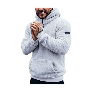 Modaworld Felpa Da Uomo Con Cappuccio In Pile Teddy Con Tasche Uomo Zip