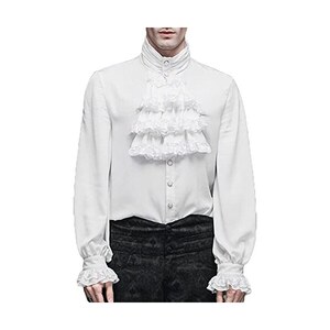 MAHZA Camicia da Uomo Medievale Rinascimentale Pirata Camicie Gotiche Punk da Vampiro Top per Costumi vittoriani, Cosplay di Halloween (Nero,L