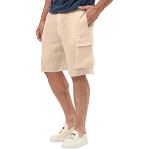Pantaloncini Cargo Uomo Tokyo Laundry Lewes, In Pile Spazzolato, Multitasche, Vestibilità Regolare, Nero, Lunghezza Interno Gamba 24cm