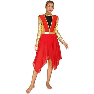 Freebily Abito Pattinaggio Artistico Donna Chiffon Vestito Balletto Danza Classica Tutu Ballerina Con Strass Dancewear Body Ginnastica Ritmica Leotards Blu Reale D M 114178207 - Foto 14