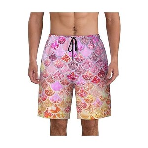 Costume da bagno da uomo con compressione Liner 2 in 1, traspirante, motivo tropicale, da uomo, elastico, estivo, spiaggia, costume da bagno per vacanze, stile hawaiano, con chiusura lampo, C07