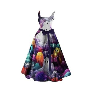 Costume Halloween Donna Sarcastico Riou Vestito Donna Halloween Con Stampa Sangue - Abito Gotico Vintage Per Feste E Cosplay Costume Horror Maniche Corte