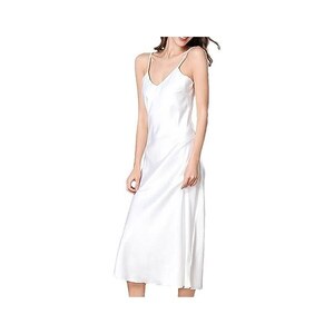 Camicia da notte in raso, set di 2 lingerie bianca, abito