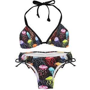 MJHGV Bikini da donna, in pizzo all'uncinetto, vita alta, scollo a V