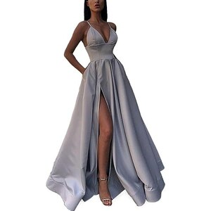 Floerns Abito Lungo Senza Spalline Con Busto Torsionato E Spacco | Vestito Aderente In Maglia Leggera, Scollo A Cuore, Perfetto Per Matrimoni E Serate Eleganti