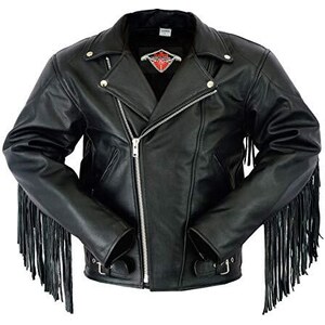 Giacca Biker In Pelle Nera Slim Fit Brando Vintage 100 - Foto 6