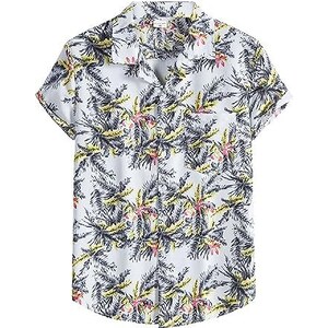 Camicie da uomo tropicali hawaiane palme a maniche corte