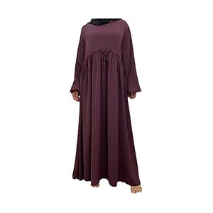 FYMNSI Abaya Manica Lunga Per Donna Musulmana: Abito Da Preghiera In Poliestere, Maxi Caftano Con Bottoni, Taglia Unica, Abbigliamento Islamico