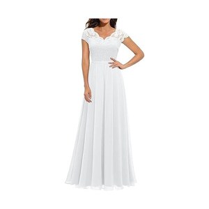 Generico Abiti Lino Cotone Donna, Vestito Cotone Donna Estivo Casual Scollo a V Boho Abiti Maniche Corte Tinta Unita Allentato per La Primavera E L'Estate Confortevole