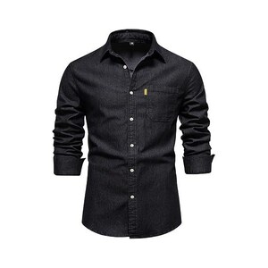 COOFANDY Camicia Jeans Uomo Maniche Corte - Denim A Quadri Slim Fit Blu Navy (XL)