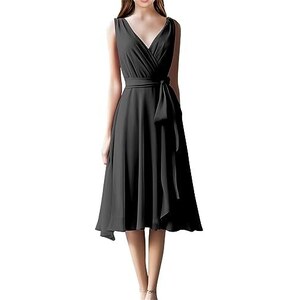 CUPSHE Abito Autunnale Donna A Maniche Lunghe – Scollo A V, Increspato, Con Cintura – Mini Cocktail