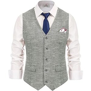 Bakerbear Gilet Da Uomo Scollo A V - Matrimonio, Smoking Formale E Casual - Vari Colori (nero, Blu, Grigio, Bordeaux...)