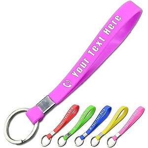 La massa su ordinazione del silicone di Keychain ha personalizzato i portachiavi da 1pc a 500pcs, catena chiave su misura con il nome ed il logo incisi, Rosa, 6.5L*0.47W/ 16.5cm*1.2cm