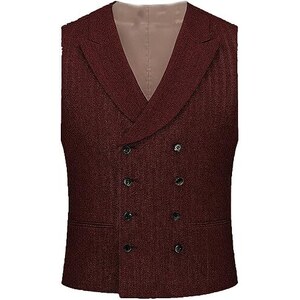 Gilet Doppiopetto Da Uomo In Poliestere E Viscosa - Elegante Per Lavoro, Occasioni Formali E Casual - Foto 6