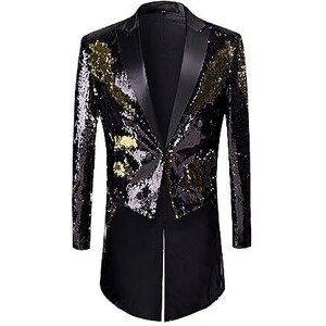 Blazer Smoking Homme Revers Satin - Surface à Paillettes - Fermeture Un Bouton, Coupe Cintrée Pour événement