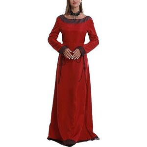 SCARLET DARKNESS Camicetta da donna con volant, medievale, in pizzo, gotico, per feste, Raso