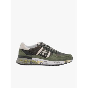 Sneaker Uomo Premiata In Nylon E Camoscio Lander_7706, Colore Verde-grigio, Suola In Gomma