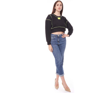 Elisabetta Franchi Felpa girocollo con logo e strass EGFE056.0