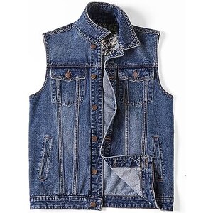 Gilet In Denim Uomo - Giubbotto Senza Maniche Stile Vintage Da Cowboy