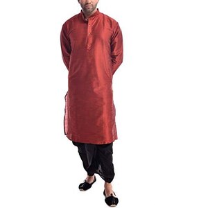 Royal Kurta Set etnico da uomo in seta con bottoni Dhoti Kurta
