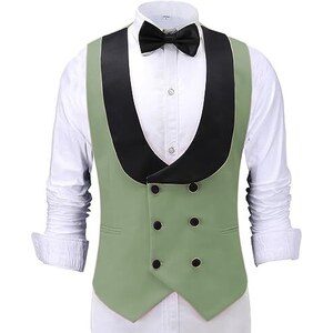 Bollrllr Gilet Da Uomo Gilet In Lana Con Risvolto Casual Formale - Foto 3