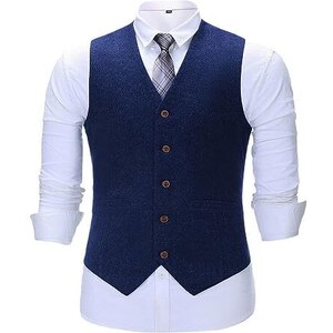 Gilet In Tweed Da Uomo Retr&ograve; Sposo Matrimonio Vintage Spina
