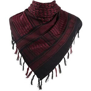 Explore Land 100% cotone Shemagh militare tattico Desert sciarpa kefiah Wrap (Nero e rosso