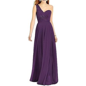 Abito Da Damigella D'Onore Monospalla In Chiffon Increspato – Modello Lungo A Pieghe, Senza Maniche, Per Matrimoni E Cerimonie, Taglia Su Misura Disponibile