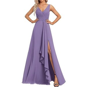 WSEYU Abito Da Damigella D'onore Con Scollo A V E Volant, Lunghezza Al Ginocchio Abito Da Sposa Per Ospiti Da Donna In Giardino Spiaggia Feste Serali Blu Navy 44 127677534
