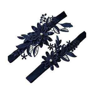 Set 2 Giarrettiere Sposa In Pizzo Blu - Regalo Nuziale Qualcosa Di Blu, Morbido E Regolabile - Foto 4