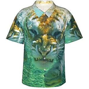 FJAUOQ Camicia Hawaiana da Uomo Funky Manica Corta Tigre Che nuota Sott'Acqua Hawaii Top FJAUOQ Camicia Hawaiana da Uomo Funky Manica Corta Tigre Che nuota Sott'Acqua Hawaii Top