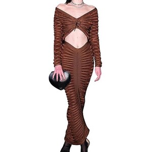 MaNMaNing Abito Da Donna Elegante Con Manica Lunga Abito Corto Con Spacco Con Sexy Scollo A V Profondo In Tinta Unita Abito A Vita Sottile Donna Cocktail Da Sera Festa Cerimonia Abito 121538945