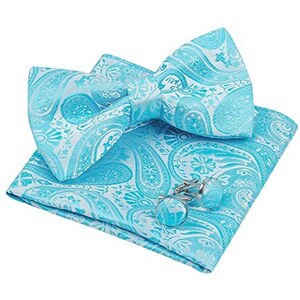 LORENZO CANA Sciarpa Uomo In Pura Seta – Motivo Paisley, Turchese-blu, 70x190cm