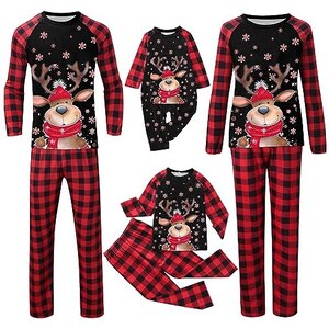 Pigiama Natale Famiglia Set Comodo Girocollo Manica Lungo Indumenti da Notte a Due Pezzi con Stampa Pigiama Pigiami Natalizi Coordinati Famiglia Set Natalizia Regalo per Days of Christmas