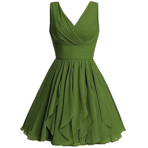 Donne Semplice Verde Abito Da Damigella D'onore Una Linea Lungo Scollo A V Raso Abito Da Sera Formale – it