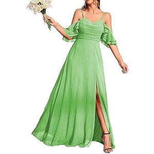 WSEYU Abiti Da Damigella D'onore In Chiffon Con Scollo A V Per Abito Da - Foto 6