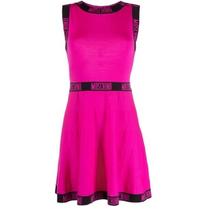 Moschino Abito corto svasato con banda logo Rosa Stileo