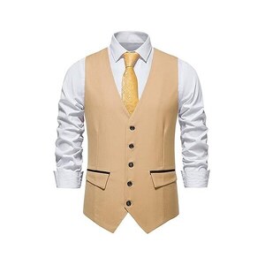 Gilet Uomo In Lino Estivo - Scollo A V Stile Vintage, Formale E Alla Moda, Vestibilità Regolare - Foto 9