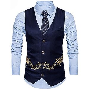 Gilet uomo bottoni scollo a V casual formale gotico poliestere regolare