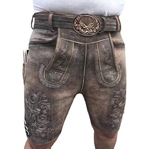 Trachten Lord Oktoberfest - Pantaloni Corti In Pelle, Da Uomo, In Pelle, Stile Bavarese, Per - Foto 2