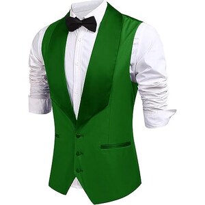 Gilet Uomo Biyejit Leggero In Poliestere Per Abito Da Sposa E Smoking – Scollo A V, 4 Bottoni, Taglie S-4XL, Stampa Varie