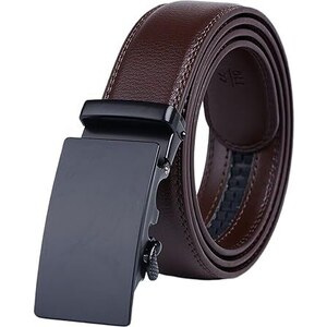 Cintura A Cricchetto Uomo In Pelle Con Fibbia Automatica - Senza Fori, Regolabile, Perfetta Per Jeans E Abiti Eleganti - 2