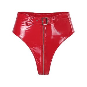 MSemis Mutande Donna Pelle Latex Perizoma Push Up Tanga Thong Slip Vita Alta Mutandine Con Zip Culotte Parigamba Biancheria Intima G String Bikini Lingerie Donna Underwear Nero A L 129364213