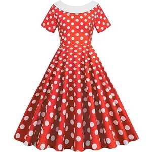 BiilyLi Donna Pois Abito Audrey Hepbun Retrò Elegante Abbottonare - Foto 7