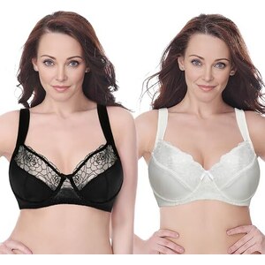 Reggiseno Con Ferretto TELIMUSSTO Coppa Intera Taglie Forti 34-52 Pizzo Nero Bianco Beige Rosso