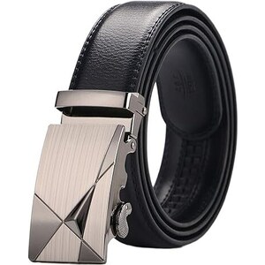 Cintura Uomo A Cricchetto LEACOOLKEY In Pelle Regolabile, Larga 3,5 Cm, Con Fibbia Automatica, Per Jeans E Abiti, Taglie S-M-L