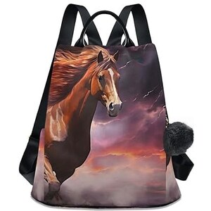 Zaino Antifurto GAIREG Elephant Smoke Cloud Da Donna – Con Stampa Colorata, Ponpon E Tasche Multiple (34x15x38 Cm) - 2