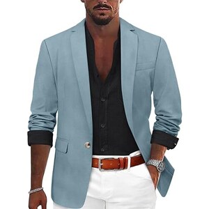 Blazer Uomo Slim Fit Un Bottone - Giacca Elegante Per Matrimoni, Business E Lavoro - Foto 13