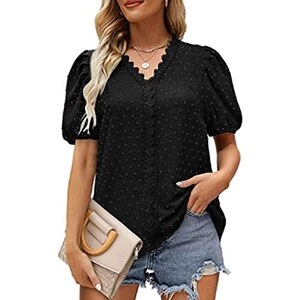 T-shirt Donna Scollo A V, Manica Corta, Top Basic, Taglie Forti S-5XL, Nero, Blu, Bianco