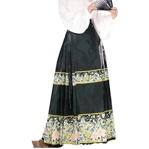 Gonna A Pieghe Donna Vita Alta Stile Cinese Retr&ograve; &ndash; Gonna Al Ginocchio Beige In Cotone Con Bottone